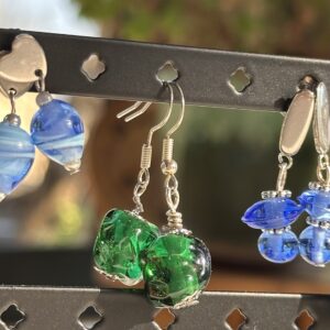 Boucles d'oreilles perles de verre vertes