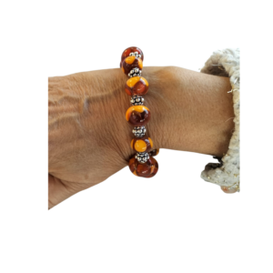 Bracelet perles de verre artisanales orange et rouge