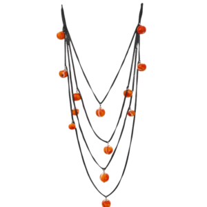 Collier multirangs perles de verre artisanales rouge