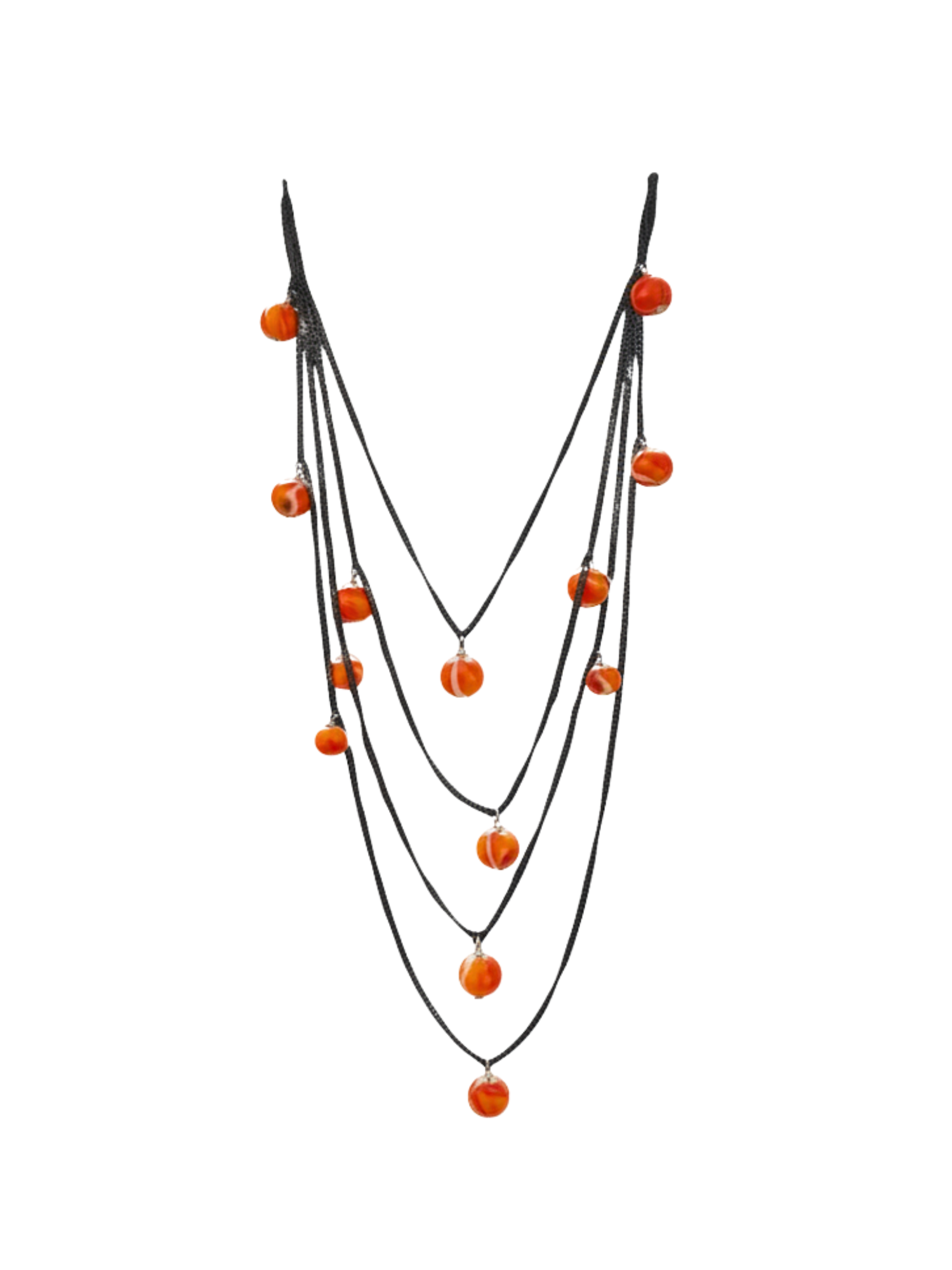 Collier multirangs perles de verre artisanales rouge