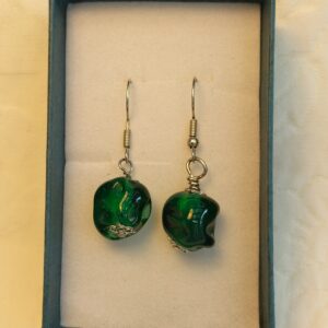 Boucles d'oreilles perles de verre vertes