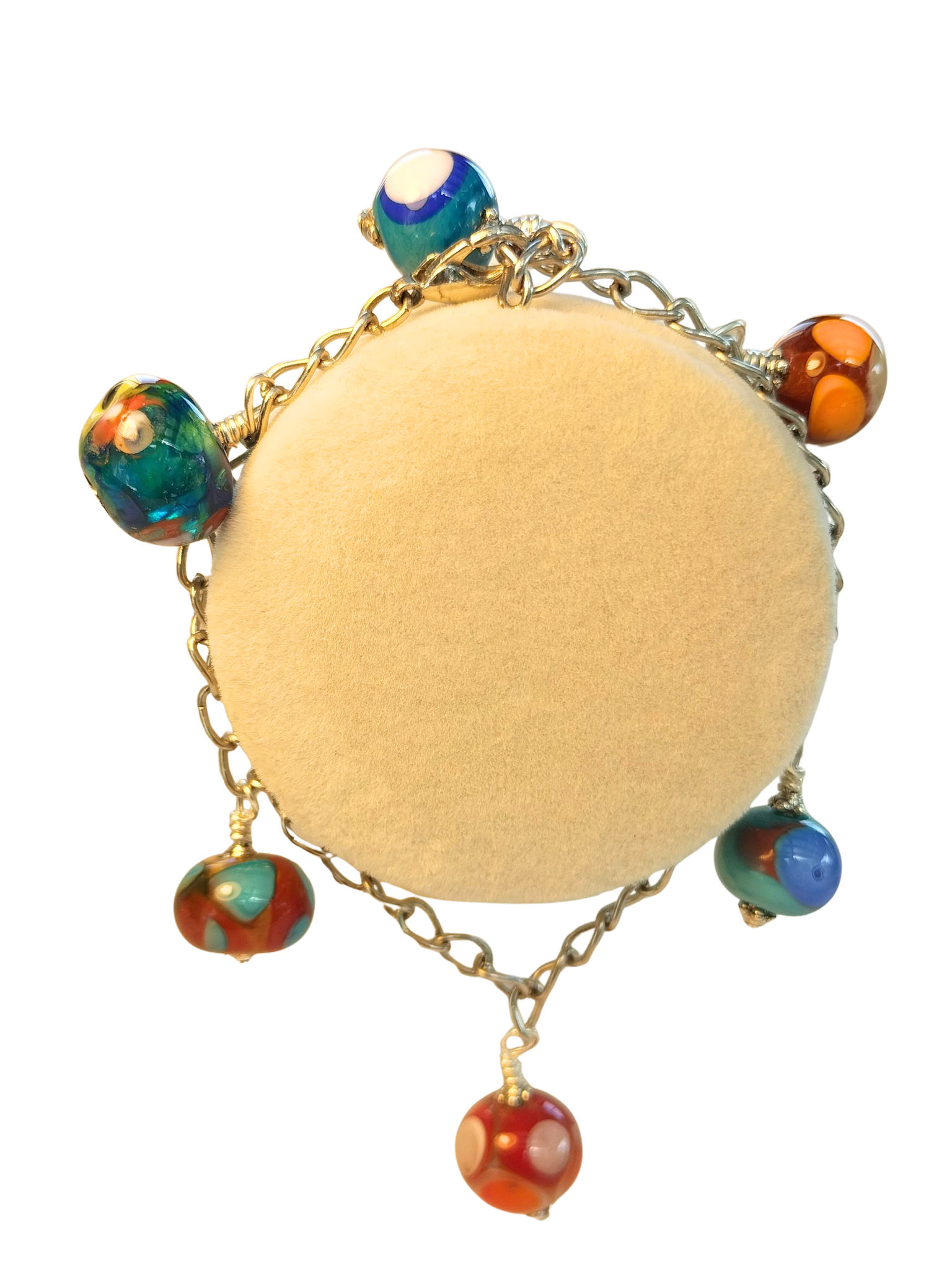 Bracelet perles de verres multicolores faites à la main